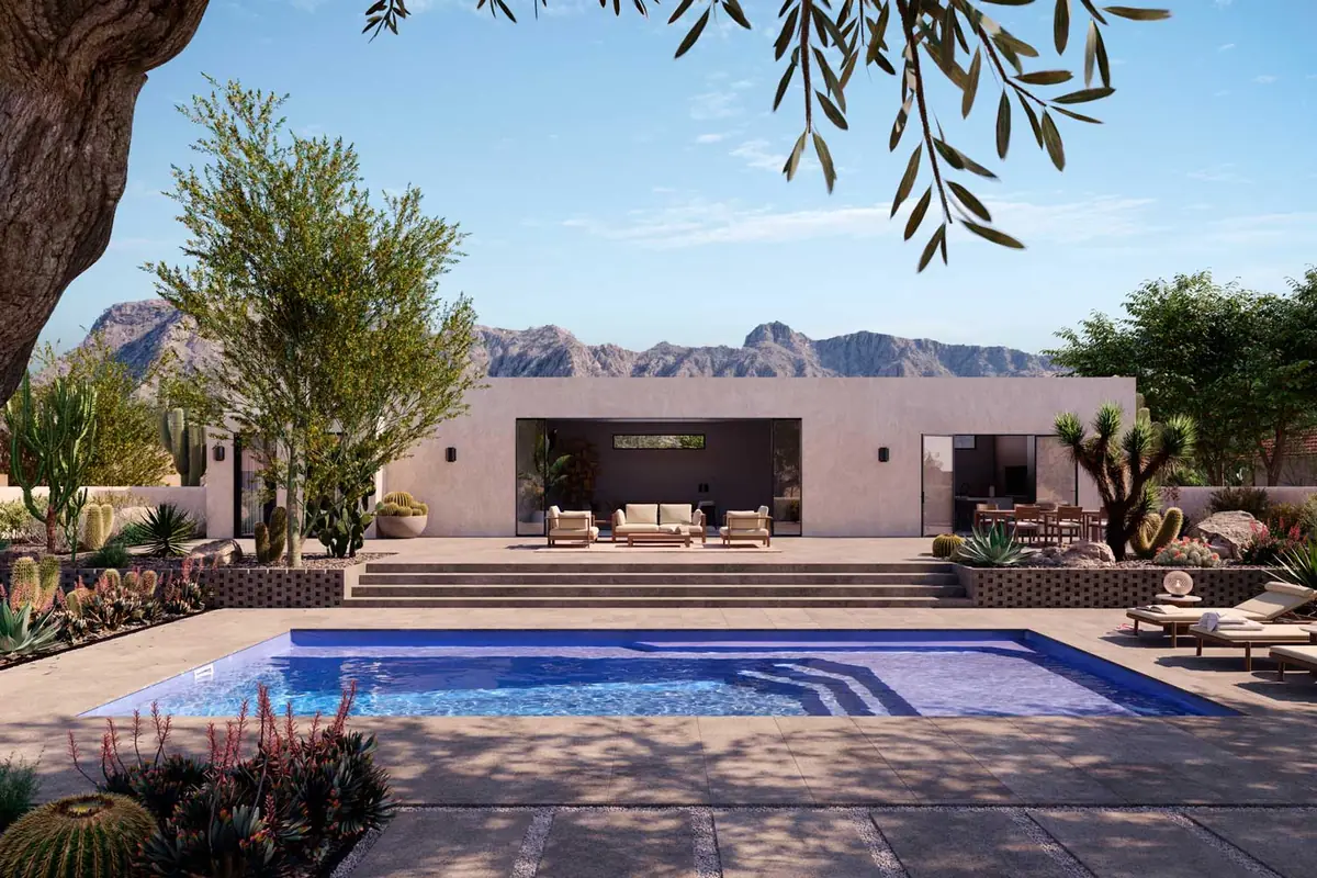 Apollo rectangle fiberglass pool installation, view 1