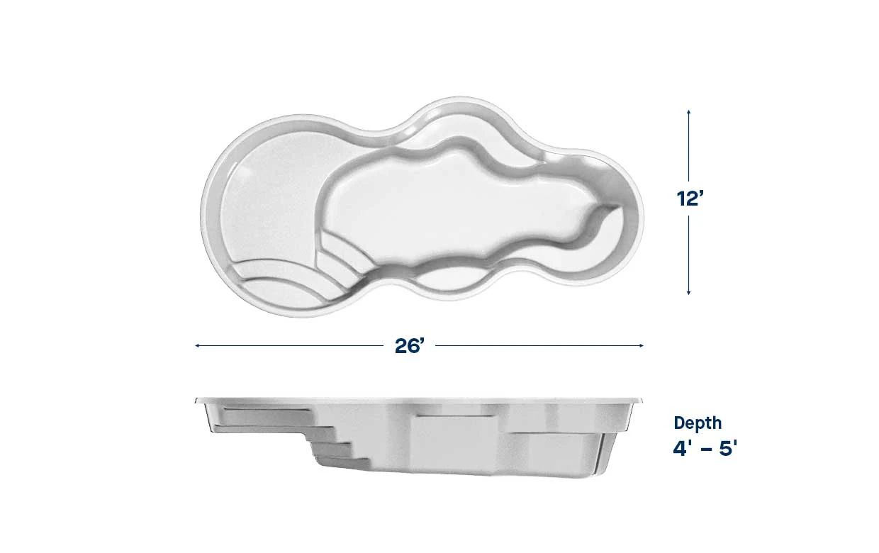 Axiom 12 pool dimensions: 26 ft long, 12 ft wide, depth 4′ – 5′
