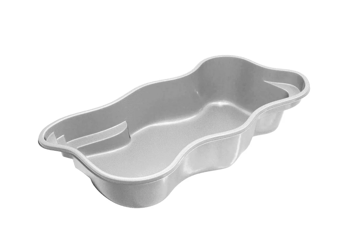 Cape Cod 14 one-piece composite fiberglass pool shell, a freeform shape