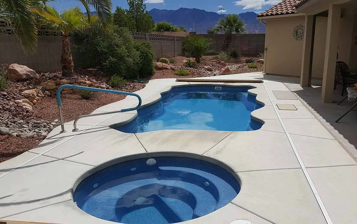 Key West freeform fiberglass pool installation, view 2