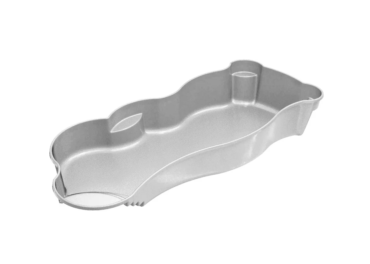 Synergy one-piece composite fiberglass pool shell, a freeform shape