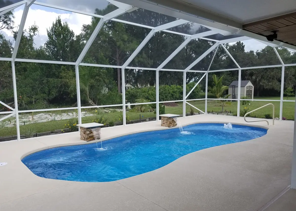 Vista Isle freeform fiberglass pool installation, view 2